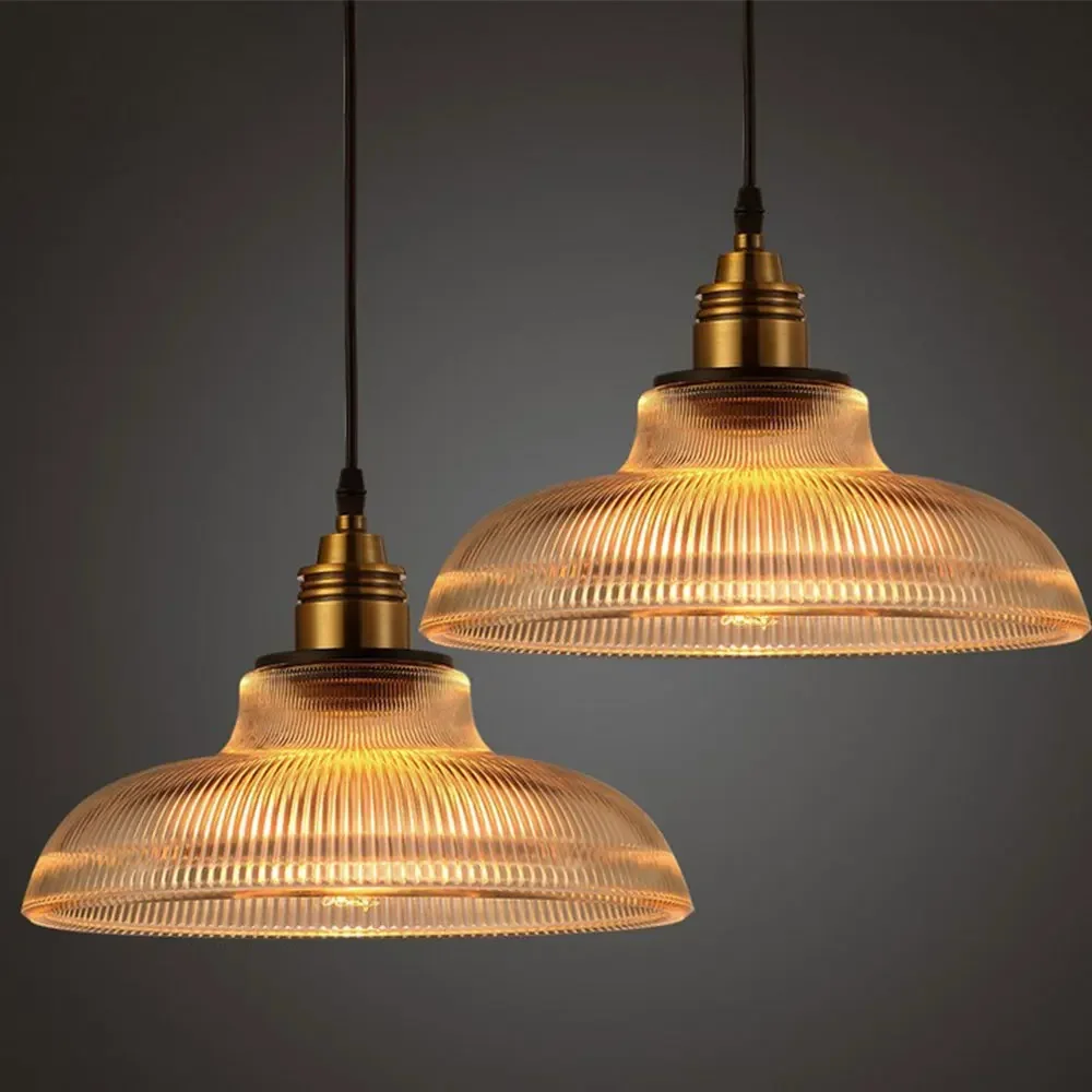 American vintage Stripe pot cover glass pendant lights Creative living room Lamp Simple Restaurant Bar lamp LED E27 light