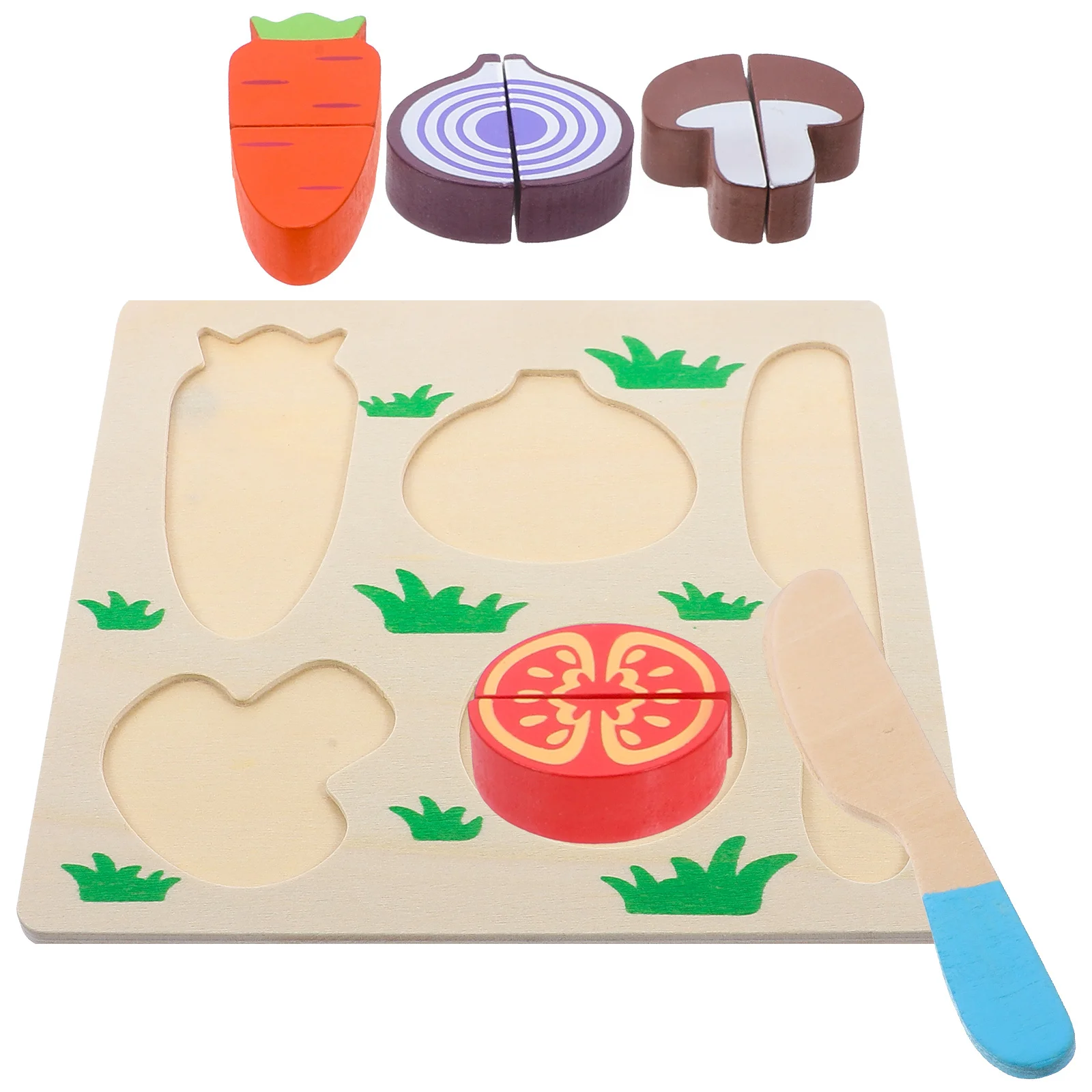 مجموعة واحدة من ألغاز القطع الخشبية للأطفال، لعبة تعليمية لقطع الطعام التظاهري، فواكه كرتونية، تعلم حسي للأطفال الصغار