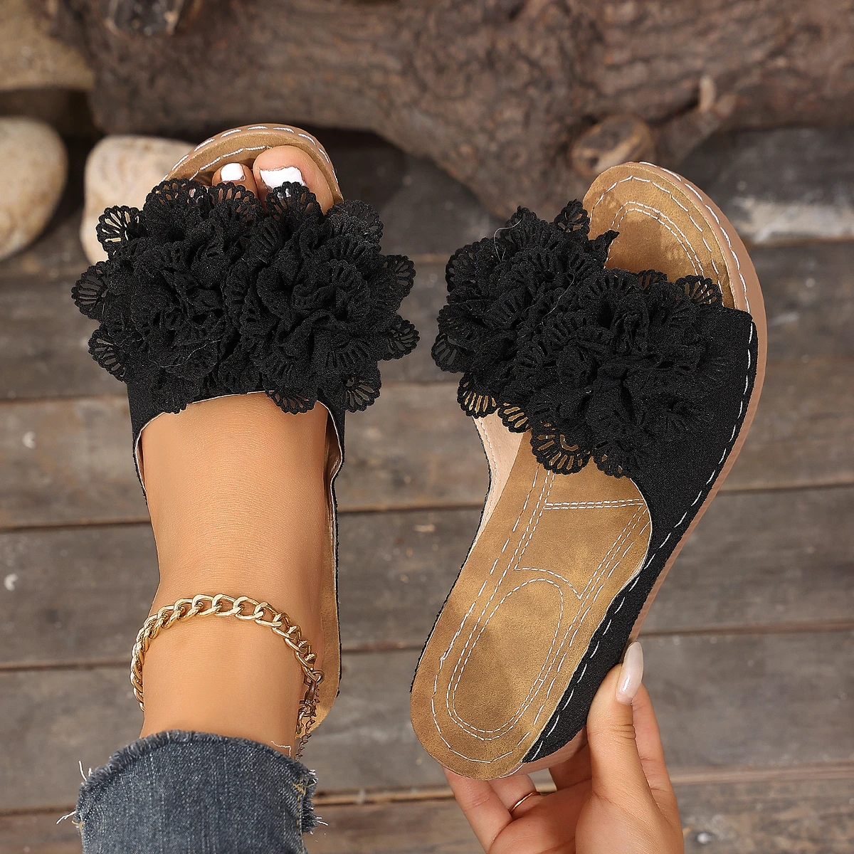 2026 New Women Platform Sandals Comfortable Flower Wedges Slippers Slip on Fashion Woman Shoes Summer Sandals Slides Women - view 5