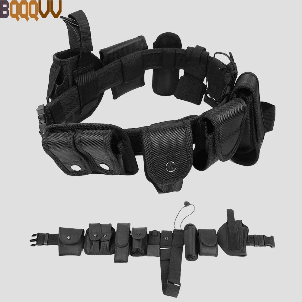 1Pcs 9In1 Modular Equipment Security Utility Tactical Belt with Components Pouches Bags Holster for Guard Security Hunting