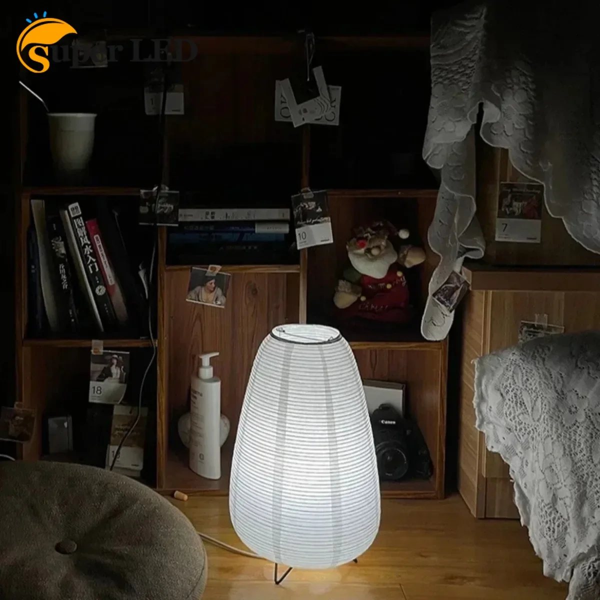 

White E27 Art Decor Rice Paper Lamps Japanese Style LED Rice Paper Desk Lamp Home Living Room Hotel Bedroom Bedside Night Light