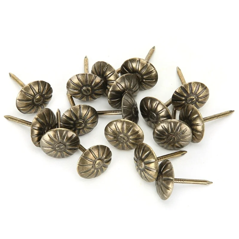 500Pcs 11 X 16mm Bubble Nail Chrysanthemum Pattern Retro Bronze Iron Sofa Fixed Decoration
