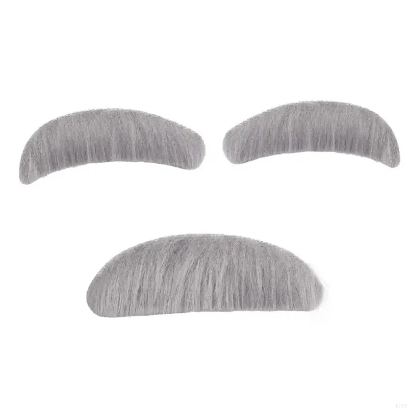 K3NF Halloween False Beard Old Man NEVROWS MUSTACH Set Stick-on Beard and Belins Simuled Beard pour hommes femmes