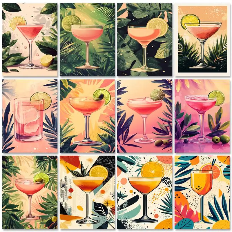 

GATYZTORY Painting By Number Fruit Juice Scenery Hand Painted Paintings Gift DIY Pictures By Numbers Kits Drawing On Canvas Home
