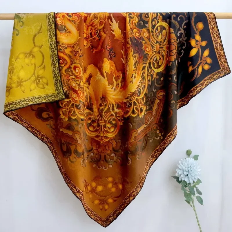 

Tcyeek, 100%Real Silk XiangYunSha, Women Elegant Scarf, Double Side Loong Phoenix, 2024 Spring Fashion Scarves, Gifts A43257QM