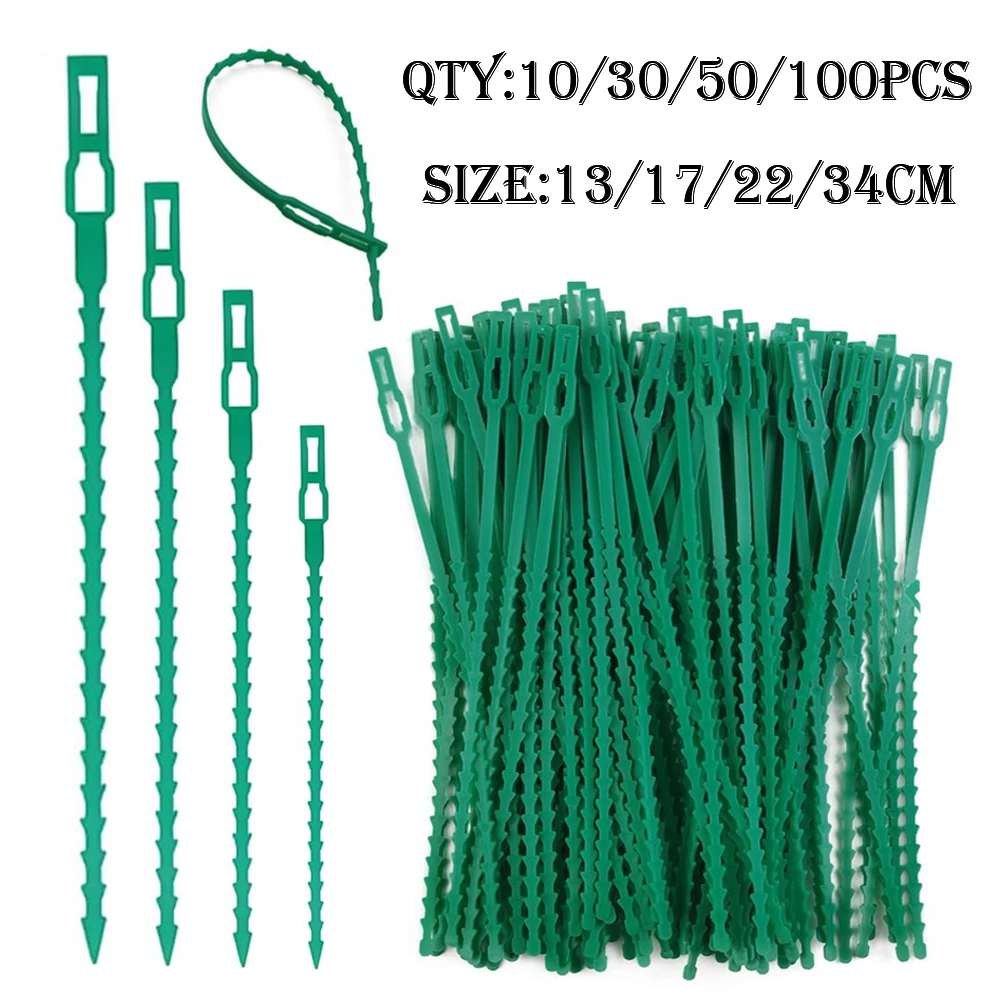 10-300pcs Adjustable Plastic Plant Cable Ties Reusable Self-locking Ties Garden Plant Vine Supports Cable Ties Fastener 13-34cm