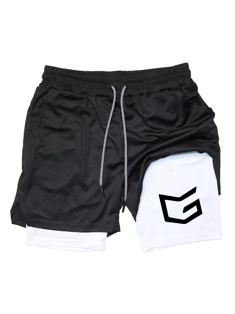 

Mens Sports Casual Shorts Quick Drying Breathable 2 in1 Double Layer Running Shorts Sports Fitness gym Shorts