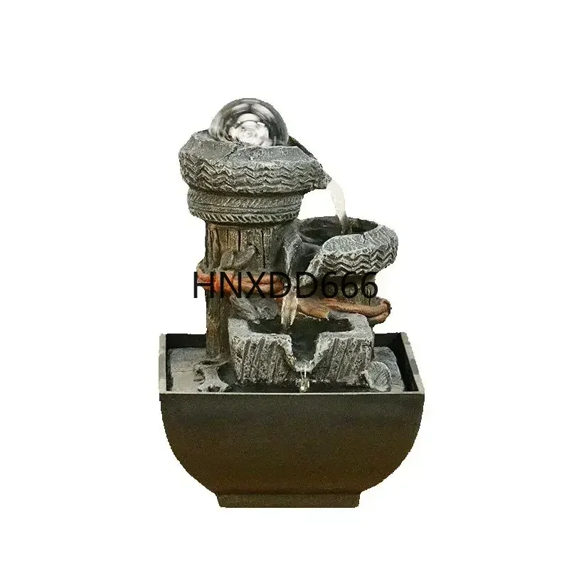 Tabletop Fountain Rock Waterfall Function with LED Light, Indoor Zen Meditation Desktop Fountain Includes Natural River for Home