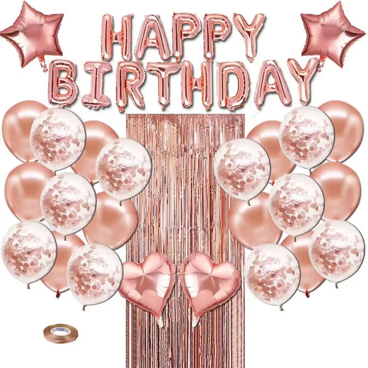 39Pcs Happy Birthday Rose Gold Balloon Set for Birthday and Party Decoration