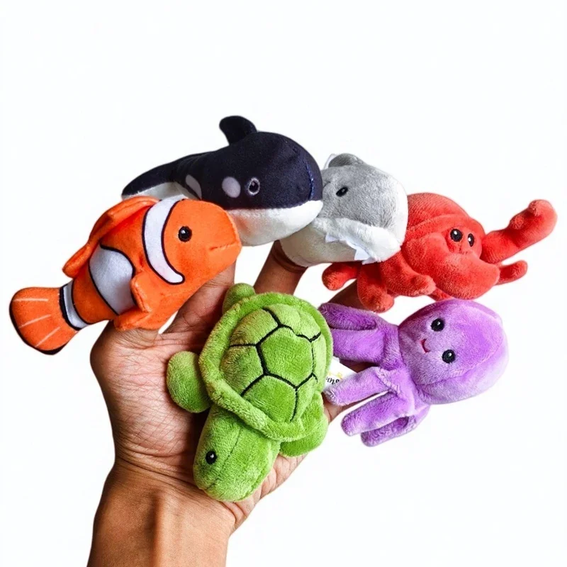 Cute Animal Finger Puppets Set Bird Ocean Marine Plush Toy Fun Party Favor Interactive Game Prop For Birthday Decor Gift