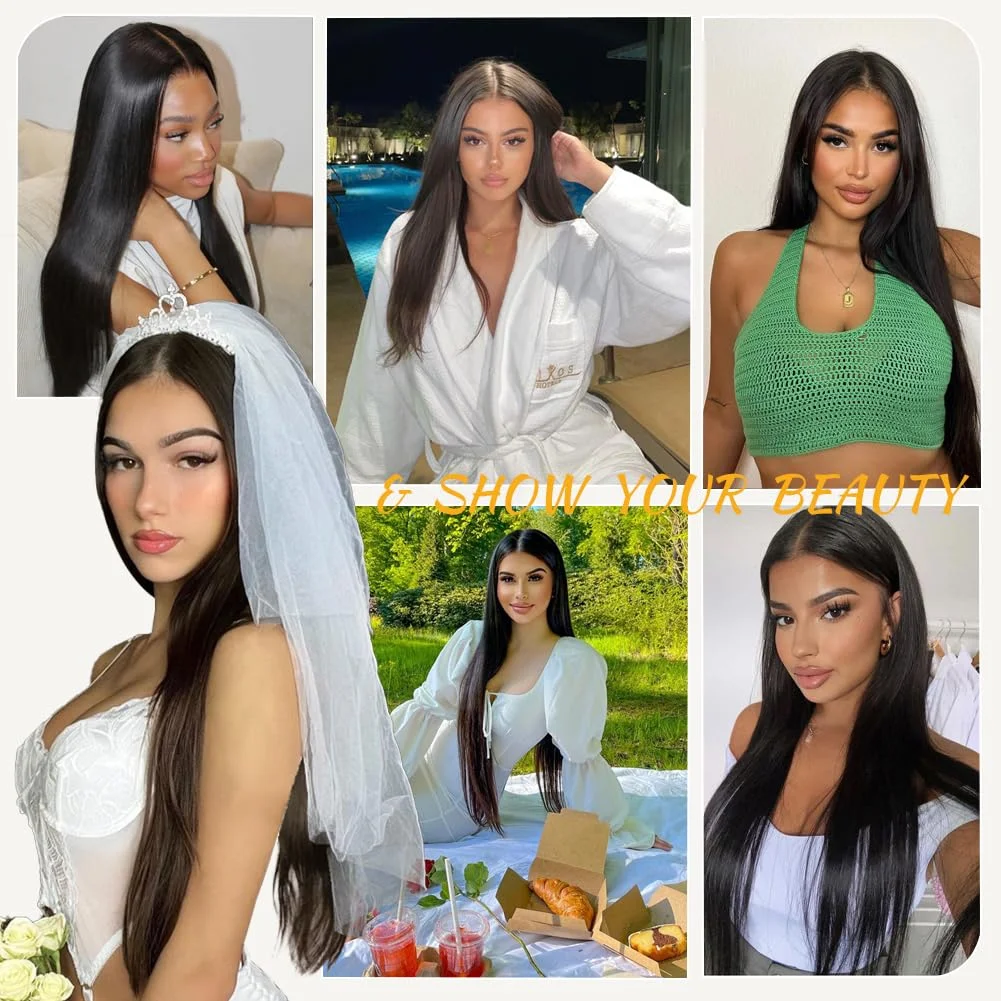 30 42Inch 13x4 13x6 HD Transparent Bone Straight Lace Front Wigs 250