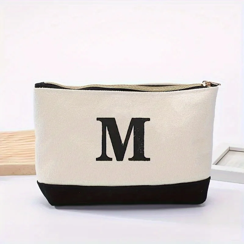 2PCS Makeup Bag Canvas Printed Letter Zero Wallet Fashion Gift Storage Bag Convenient Zipper Bag Small Item Storage Bag