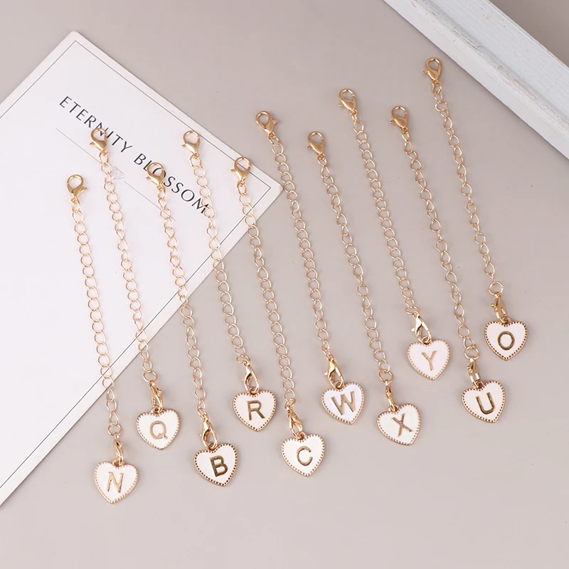 1Pc Letter A-Z Charm Accessories Personalized Name ID Heart Shaped Handle Initial Charms Tag For Cup Tumbler