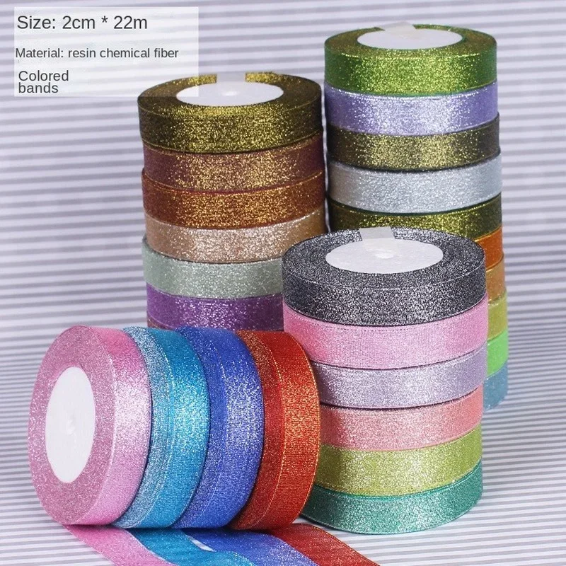 Multicolor Glitter Onions Organza Ribbon 2cm (22meters/roll) Wedding Christmas Cake Gift Decor DIY Craft Bow Supplies Wholesale