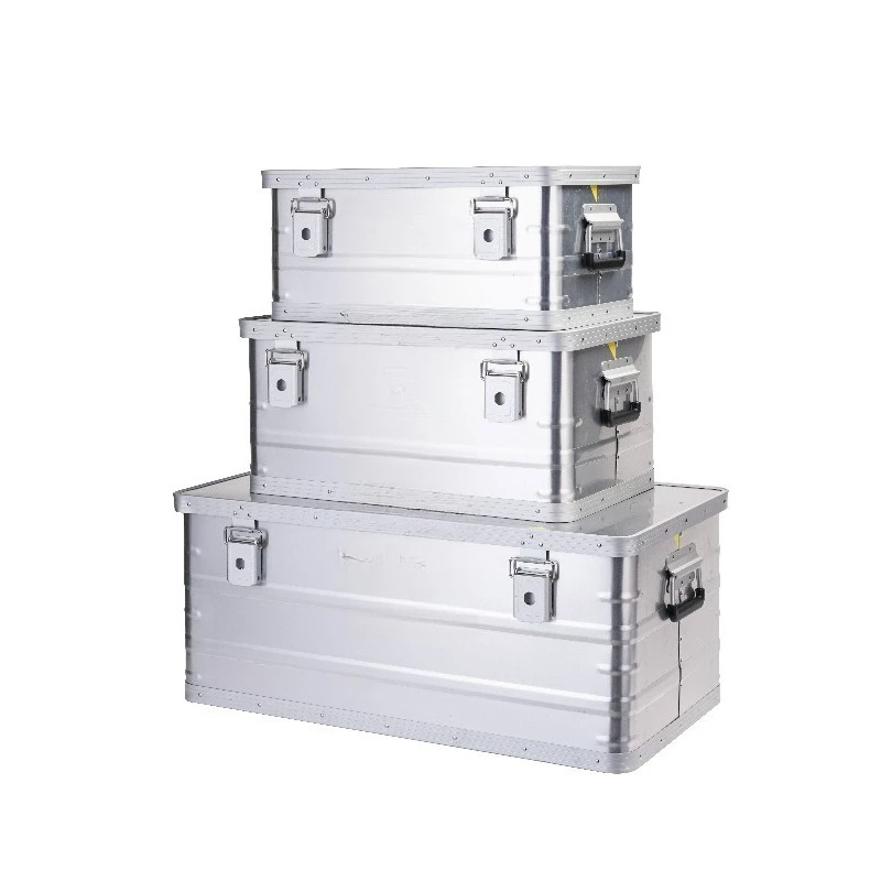 

Ящик для хранения из алюминиево-магниевого сплава для использования на улице, в багажнике автомобиля, для автопутешествий и кемпинга.