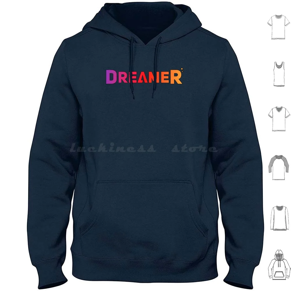 سترة بغطاء للرأس من Dreamer Instagram بأكمام طويلة من القطن قابلة للترجمة باللغة الإنجليزية مثل شعار Dreamer Idealist Colors Stars