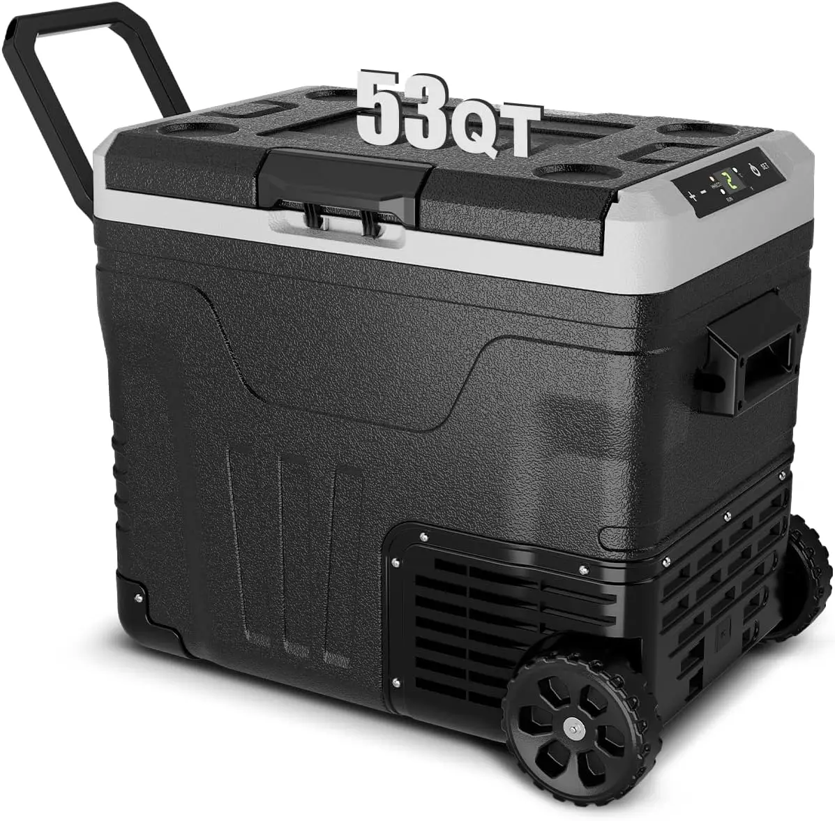 

53 Quart Car Fridge with Dual Power, Fast Cooling & Battery Protection for RV Camping Travel