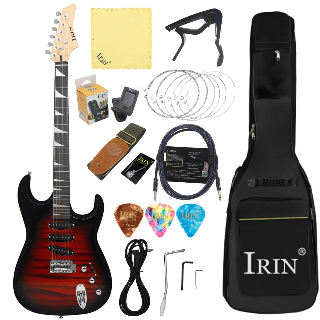 IRIN ST-820 guitare électrique 6 cordes 39 pouces 24 frettes tilleul/érable corps guitare électrique Guitarra avec pièces de guitare