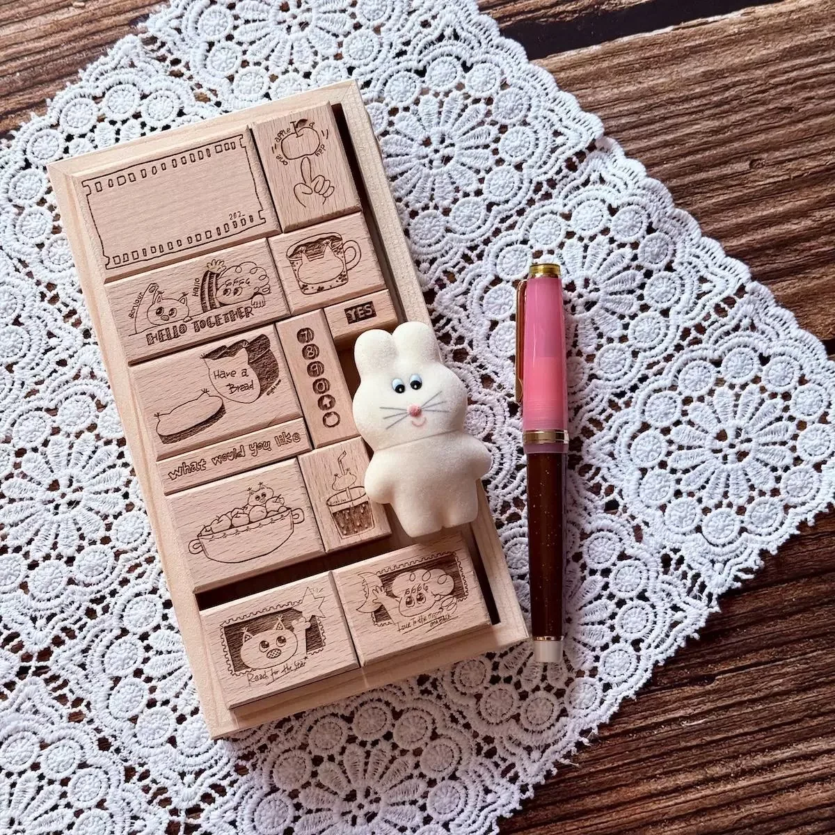 Vintage Lovely Bear Daily Life 2 Wooden Rubber Stamp for DIY Scrapbooking Photo Album Card Making