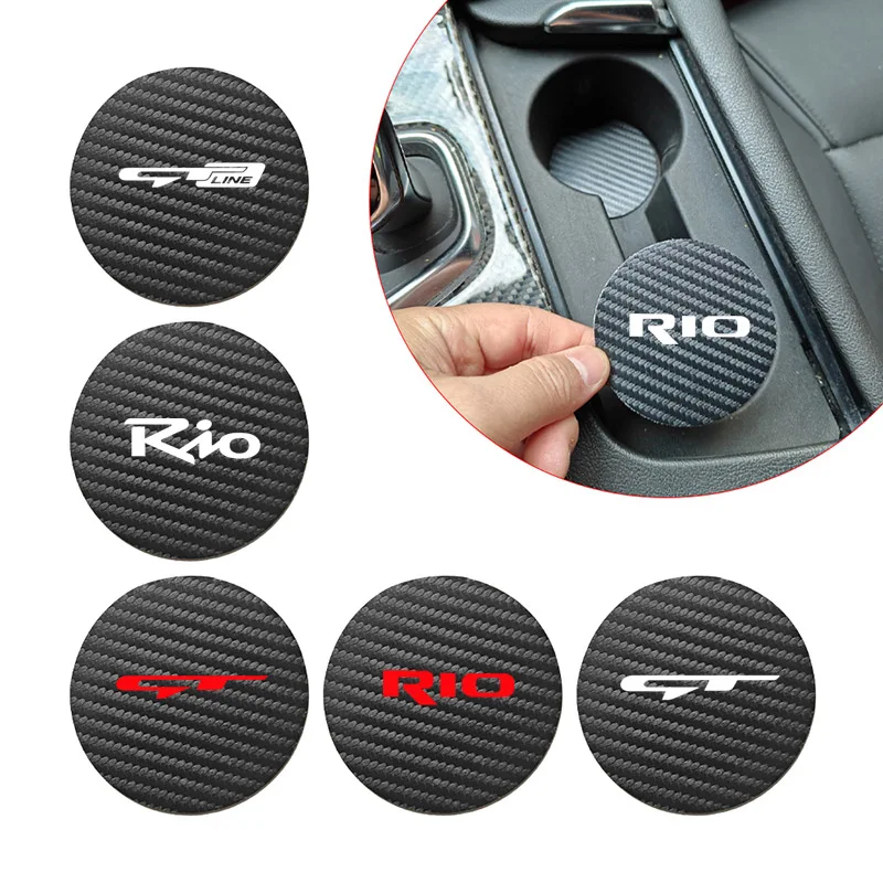 2 Pcs Car Styling Car Water Cup Mat Bottle Anti-Slip Pads For KIA RIO GT Line OPTIMA PICANTO STINGER Car Interiors Accessories