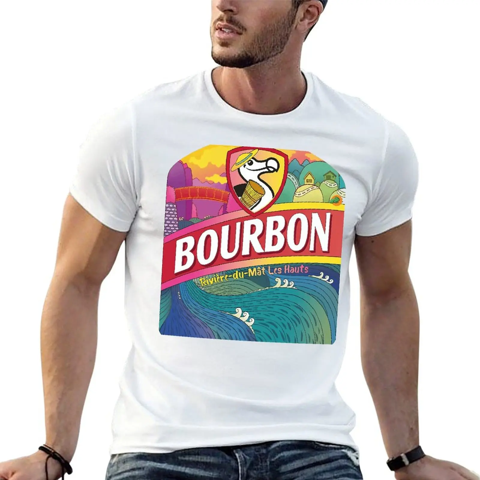 Bourbon Dodo Beer Shower Curtain T-shirt Crewneck Movement Funny Novelty T-shirts Funny Leisure USA Size