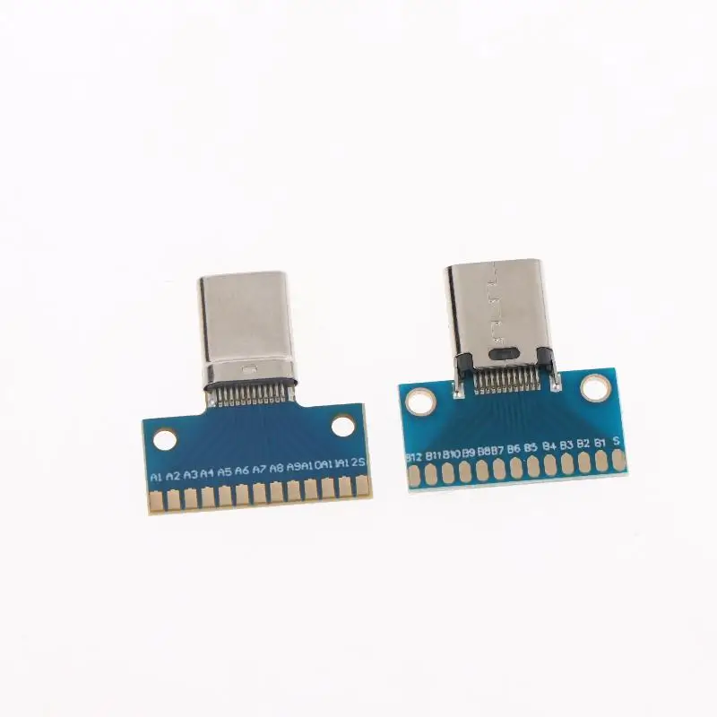New 2Pcs USB 3.1 Type C Connector 24P Male Female Plug Receptacle Adapter To Solder Cable Test Board PCB DIY Adapter