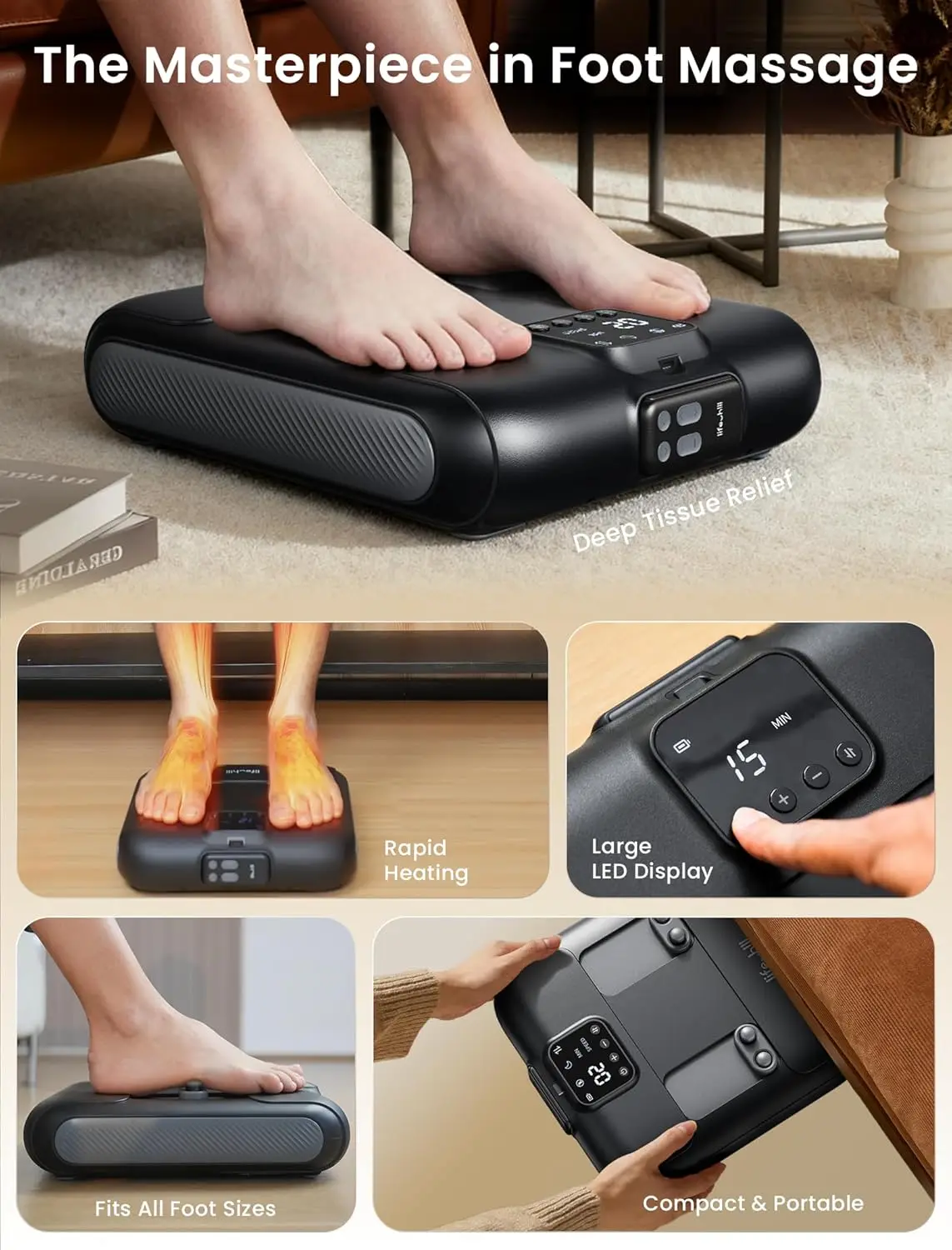 Wireless Foot Massager Gun with Remote, 10-Level Percussion Massage, Rechargeable Shiatsu Foot Massager, FSA/HSA Eligible