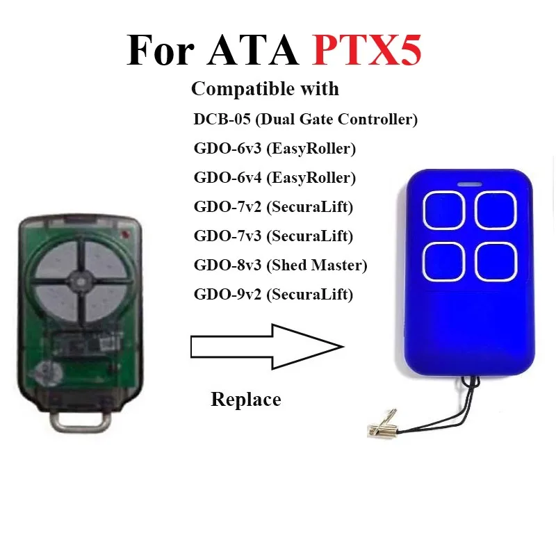 Télécommande triocode pour porte de garage ATA PTX5V1, 433.92MHz, code roulant
