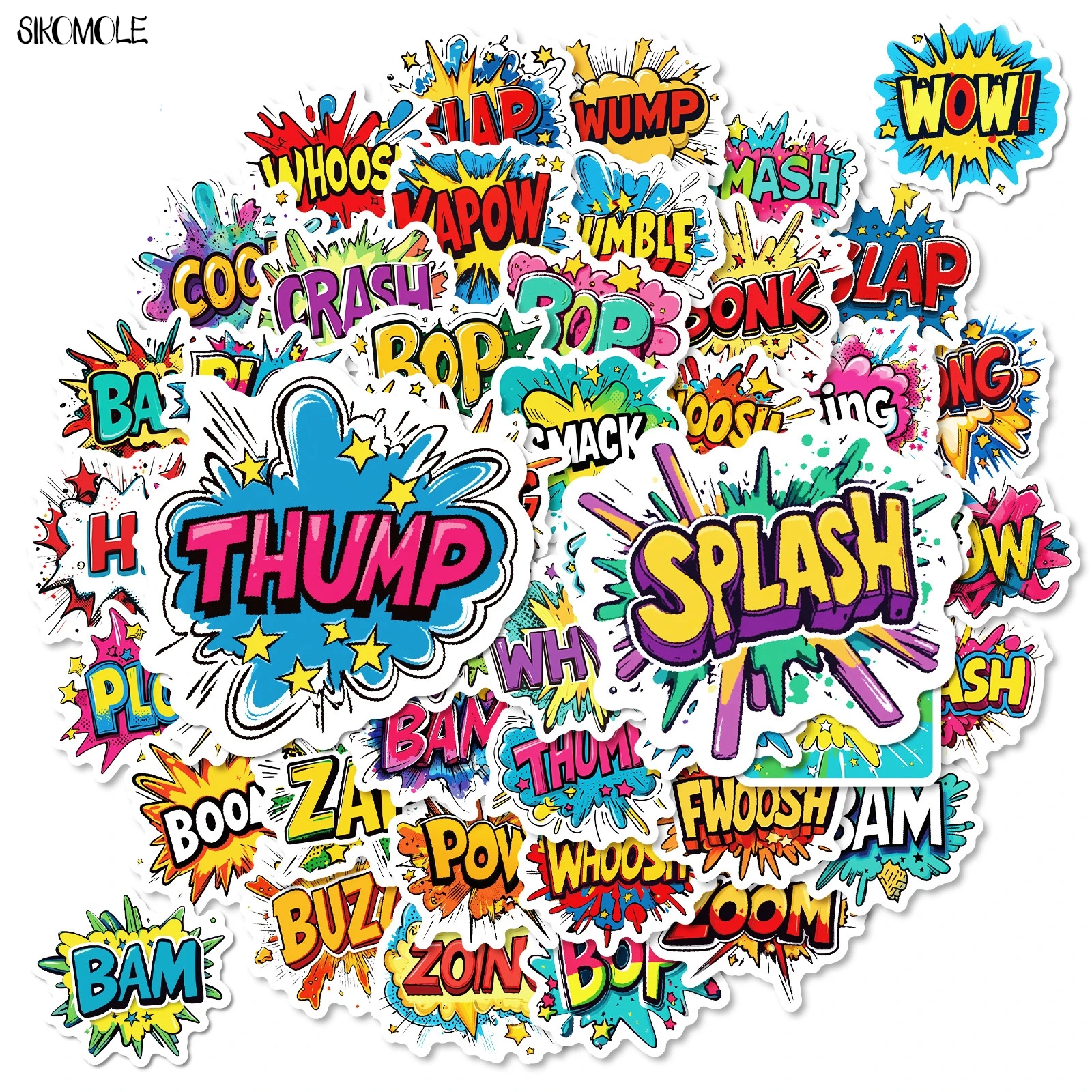 

10/30/50PCS Cartoon Rock English Surprise Letter Stickers Book DIY Skateboard Toys Luggage Suitcase Decoration Graffiti Sticker