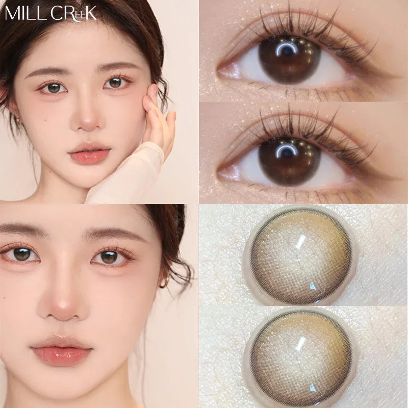 MILL CREEK 2 шт. цветные контактные линзы с рецептурными коричневыми линзами для глаз, близорукости, мягкие линзы, красота, контакты для школьников 0 ~-8,00
