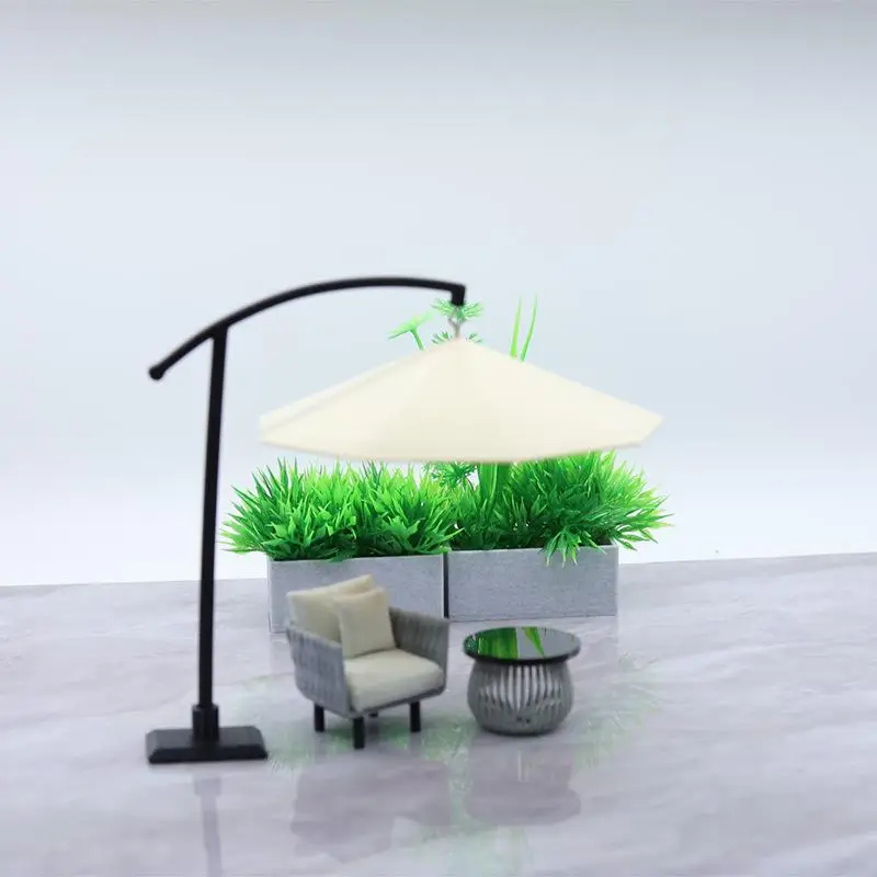 1 szt. Miniaturowy parasol słoneczny do domku dla lalek, symulowany model parasola do piaskownicy, zewnętrzny parasol przeciwsłoneczny, ozdoba do ogrodu, na dziedziniec, prezent