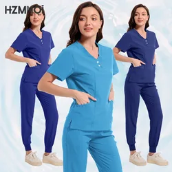 New Unisex Hospital Scrubs Sets Men Medical Uniforms Doctors Nurses Accessories Dental Clinic Salon Workwear Surgical Clothes