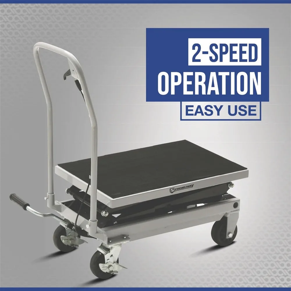 2-Speed Hydraulic Rapid XT Lift Table Cart - 500-Lb. Capacity, 50 3/4in. Lift Height