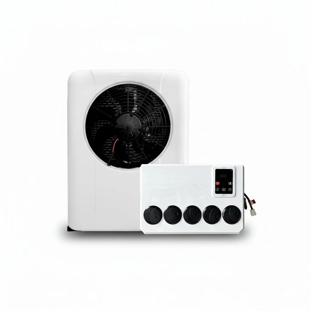 

12V Truck Air Conditioner, ABS Shell Mini Split Parking Cooler, fit for Trucks, Semis, RVs, Boats, Rooftop Van AC Cooling Unit