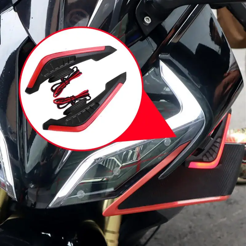 

Motorcycle Side Winglet 2X Aerodynamic Wing Kit With LED Adhesive Sticker Decoration For Electric Bikes Motorcycle Modification