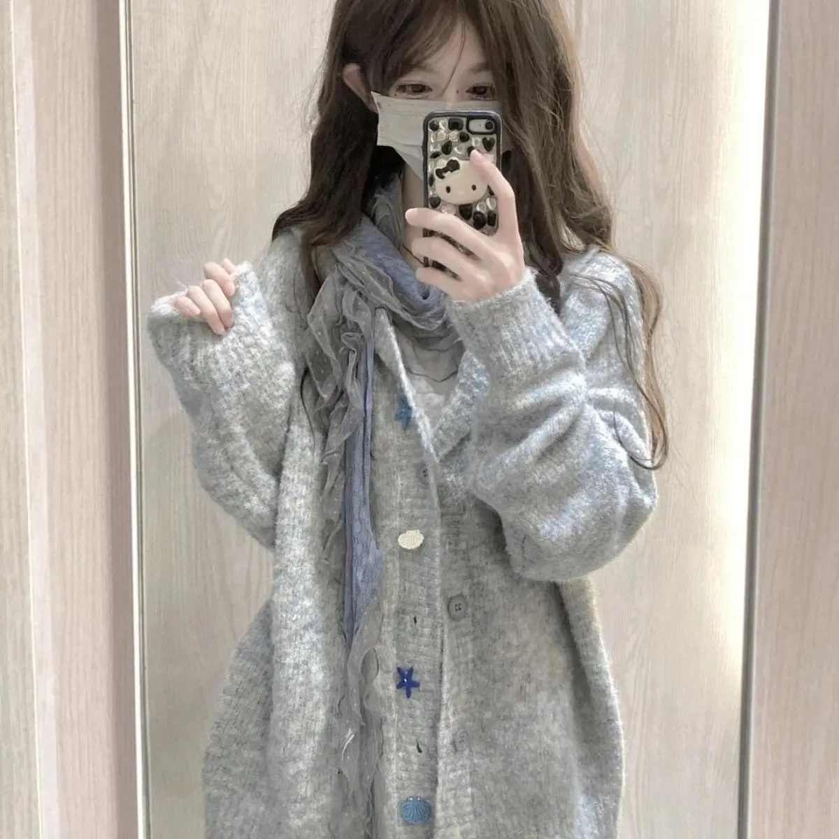 

ay открытый кардиган-свитер женская свободная вязаная шапка осень-зима новый Sle ленивый элитный корейский Sle Street Faion