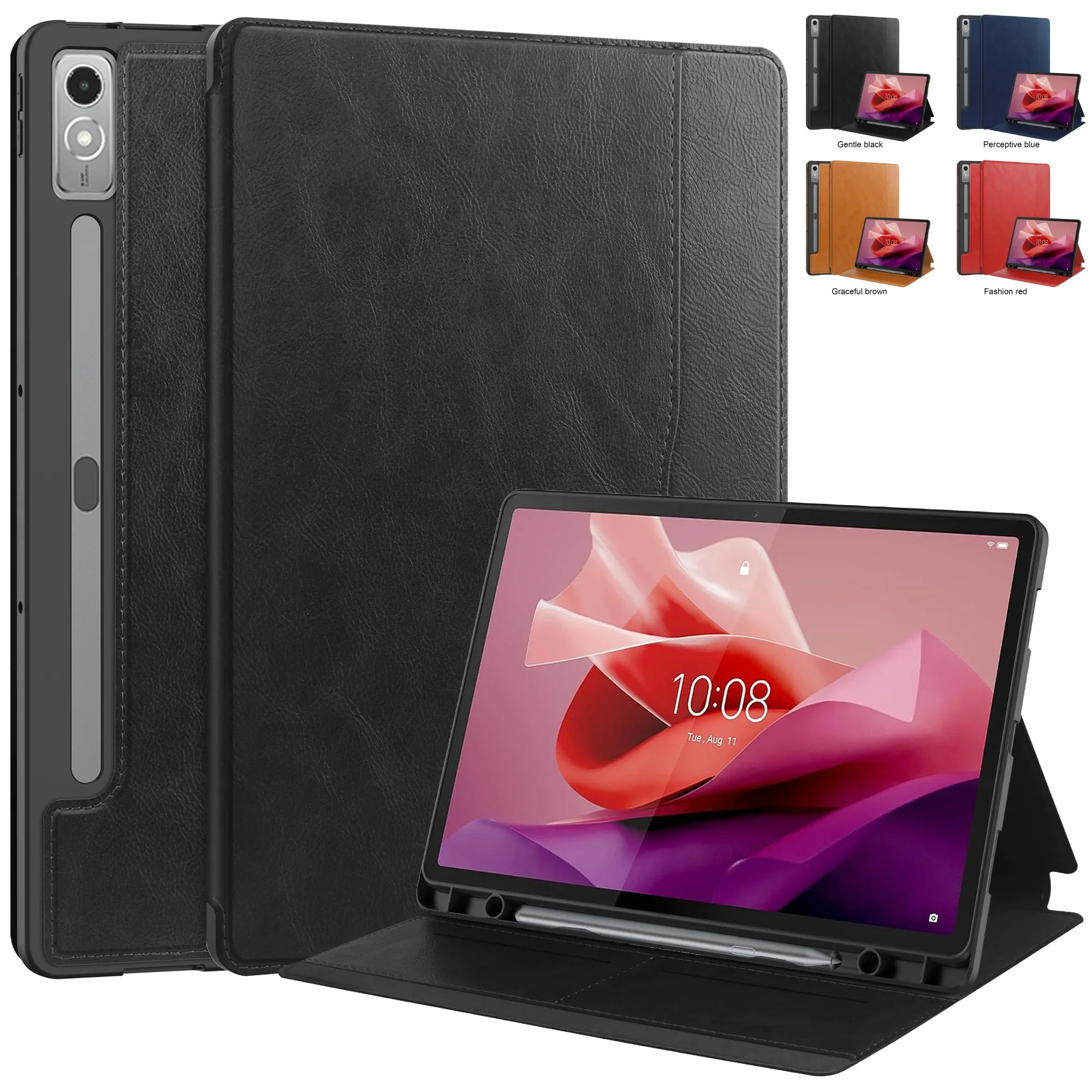 

Для Lenovo Tab P12 12,7 Xiaoxin Pad Pro 12,7 2023, кожаный мягкий защитный чехол из ТПУ для бизнес-планшета, встроенный слот для ручки