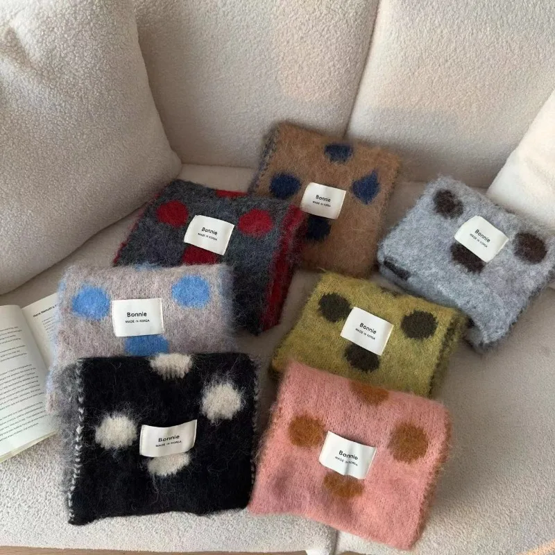 

Новая корейская версия вязаный женский шарф в горошек осень-зима модный двусторонний теплый мягкий женский глушитель термоплатки