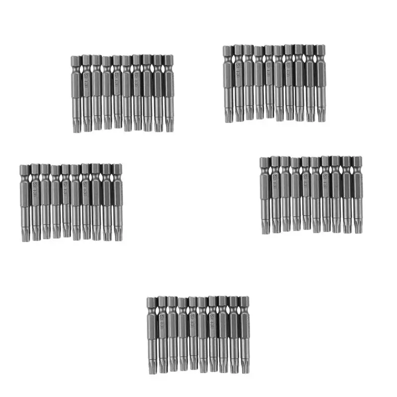 ABCA-6Mm T30 Head 50Mm Long Magnetic Torx Screwdriver Insert Bits Tool 50 Pcs