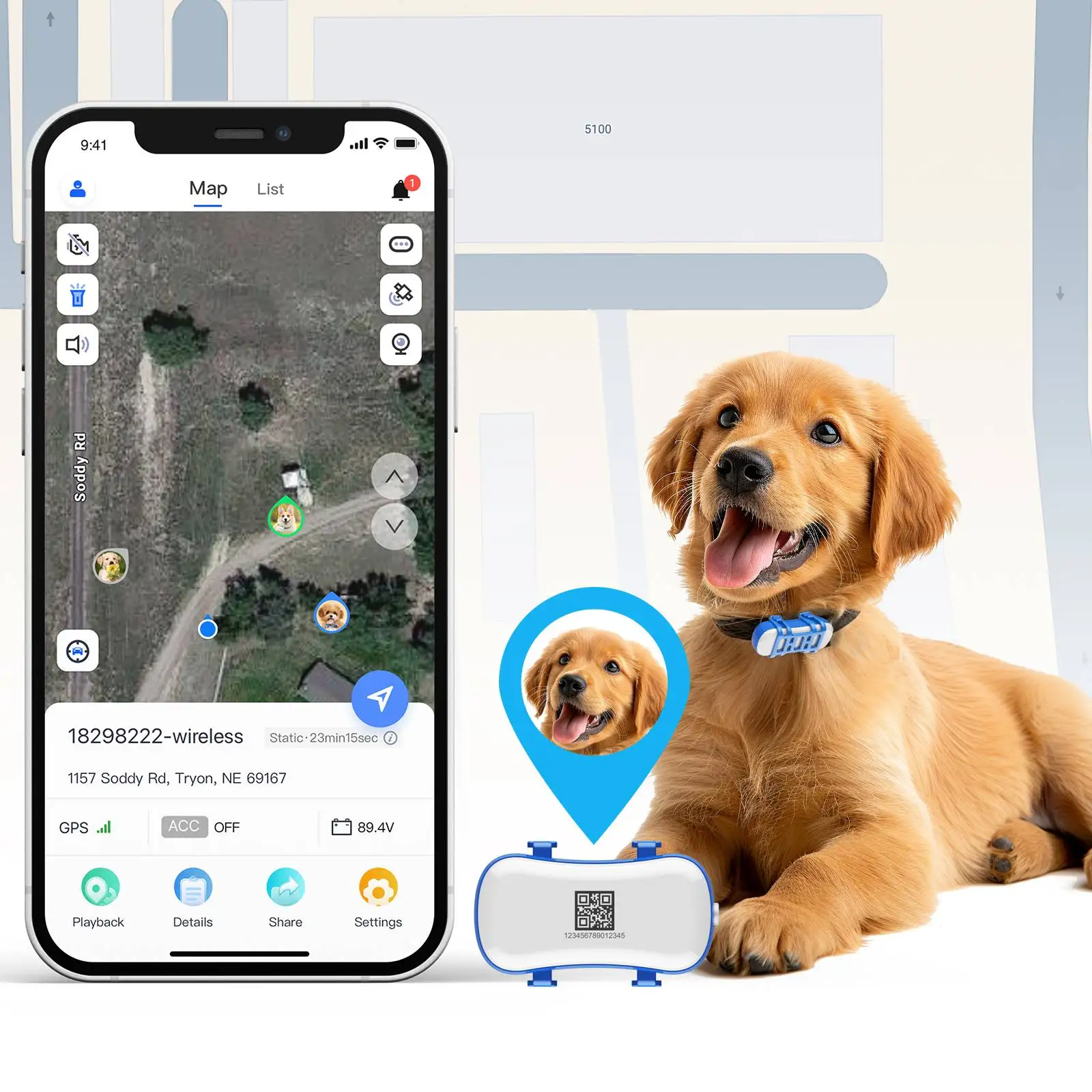 

Waterproof Pet Tracker 30 Seconds Positioning with APP for Tracking Dogs and Cats Low Service Fee