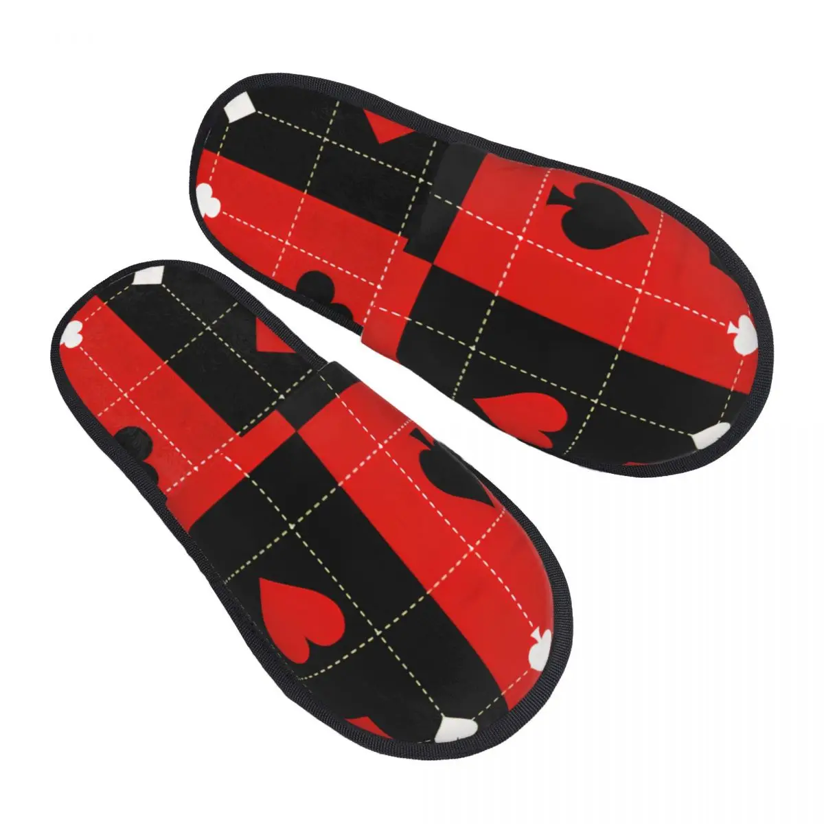 

Card Suits Chess Board Background Slipper For Women Men Fluffy Winter Warm Slippers Indoor Slippers