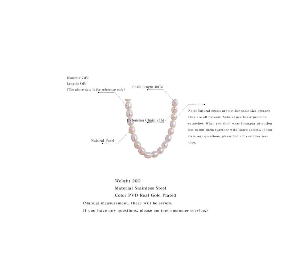 Yhpup Luxus Süßwasser Natur perlen Perlen Schlüsselbein Halskette Frauen Geschenk Mode Edelstahl wasserdichten hand gefertigten Schmuck – Detail 1