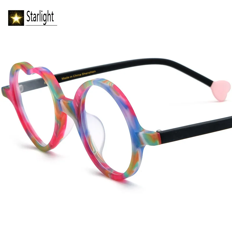 وجه صغير متعدد الألوان المرقعة القلب ماتي متجمد خلات إطار مشهد مضحك الرجال النساء القراءة قصر النظر وصفة طبية 133 مللي متر