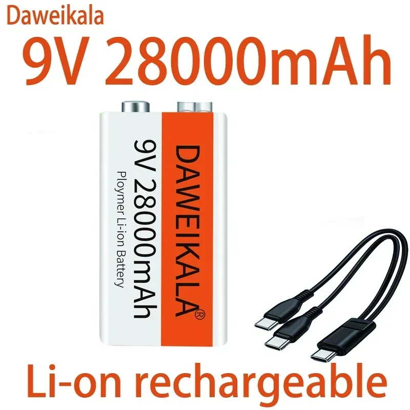 2023 9 V 28000mAh batteria ricaricabile agli ioni di litio Micro batterie USB 9 v litio per multimetro microfono giocattolo telecomando uso KTV