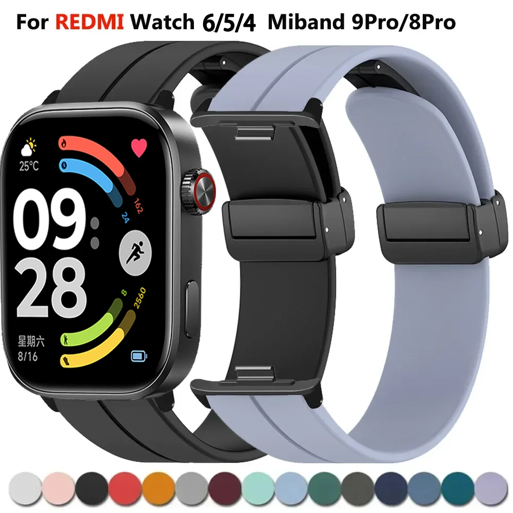 Silikon-Armband für Xiaomi Redmi Watch 6 5 4 Ersatzband mit Magnetverschluss für Mi Band 9Pro 8Pro Smartwatch-Armband