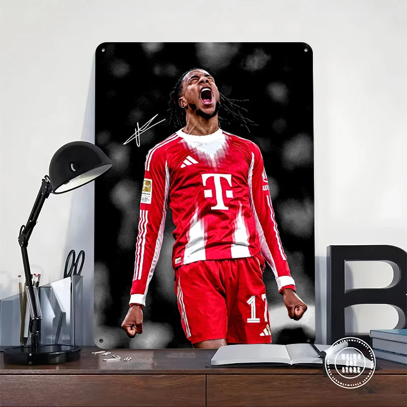 Michael Olise Portrait Tinplate Poster Customized Wall Art Retro Vintage Metal Signs for Fans Gaming Room Decoration Cozy Decor
