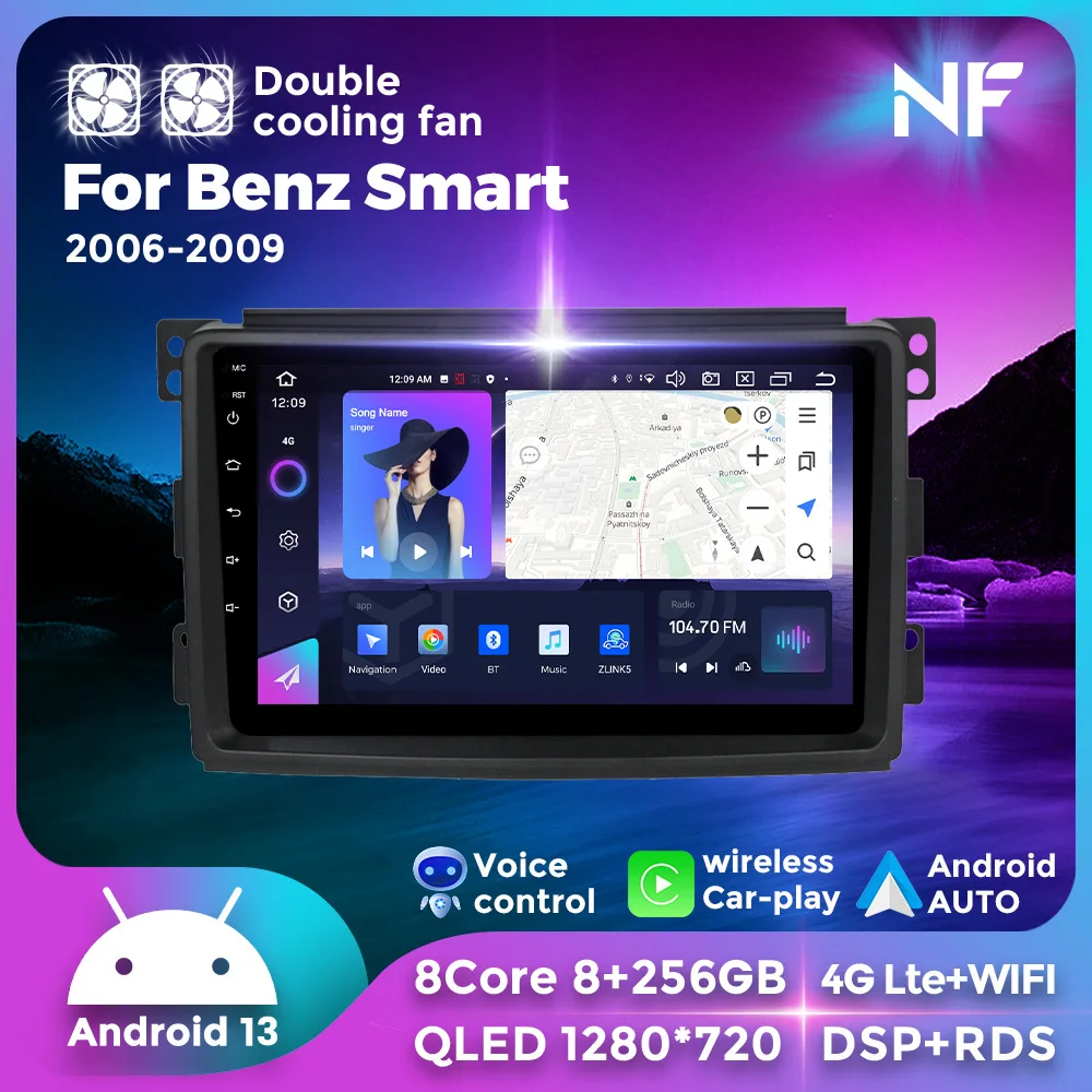 

Android 13 Car Radio UIS7862 8G+256G For Mercedes-Benz Smart Fortwo 2 2006 - 2009 Navigation GPS Multimedia Video Player Carplay