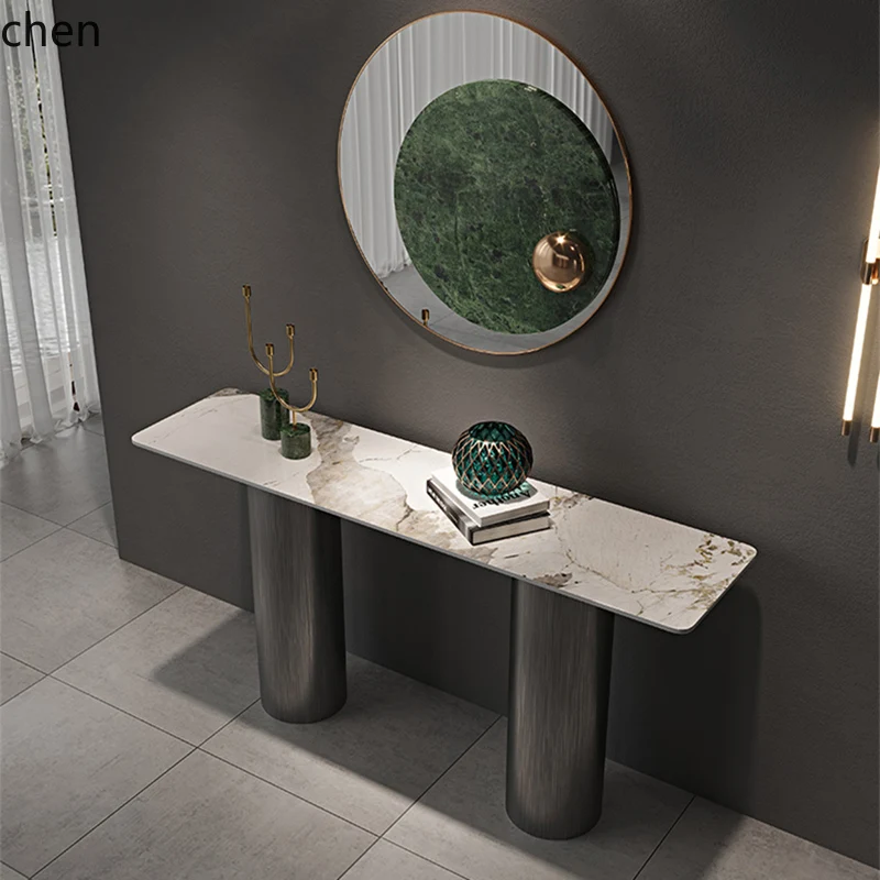ZML minimalist entrance table light luxury end-view strip case against the wall narrow side table entrance case