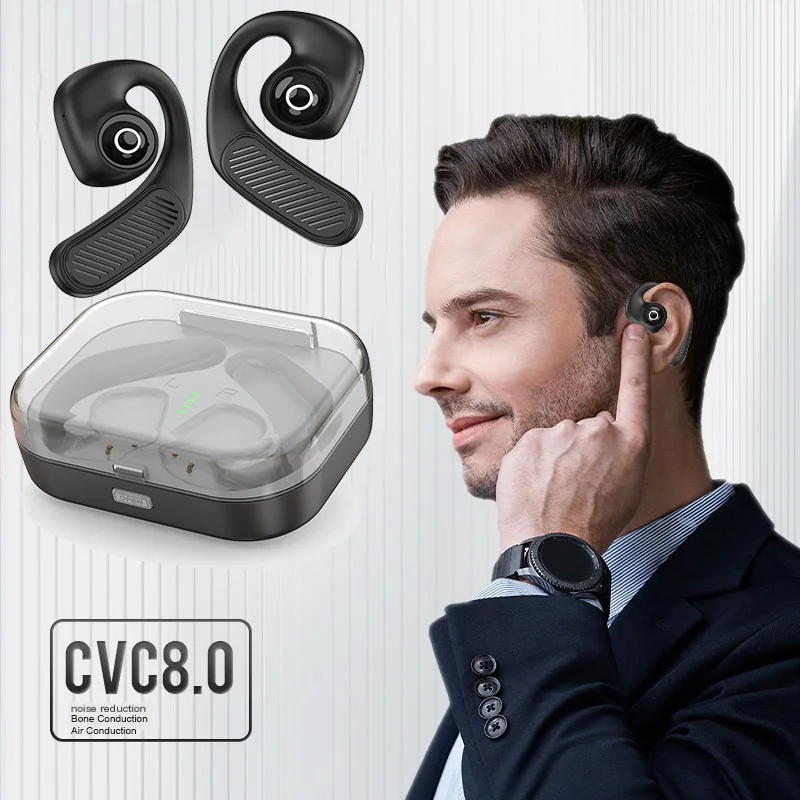 

Ear-mounted Air conduction Bluetooth Headset Open Ear Bone Conduction Earhook ultra-long Battery Life TWS Sports Waterproof Buds