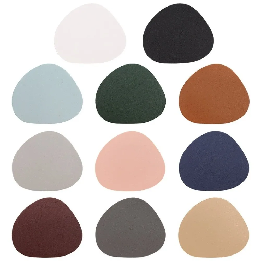 Creative Faux Leather Placemat Heat Resistant Irregular Dinner Table Mat Washable Insulation Coffee Mat